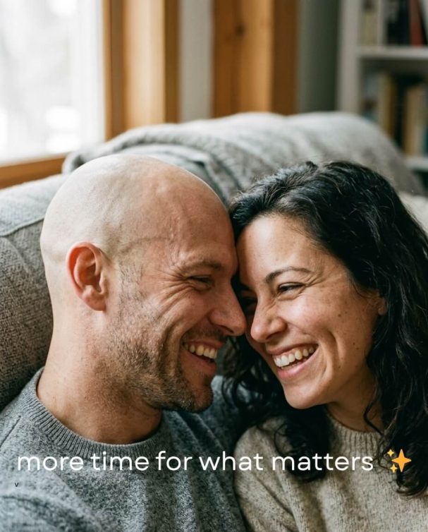 Romantic lifestyle portrait of a happy couple – emotive AI-generated imagery for life coaching, consulting, or couples therapy marketing.
