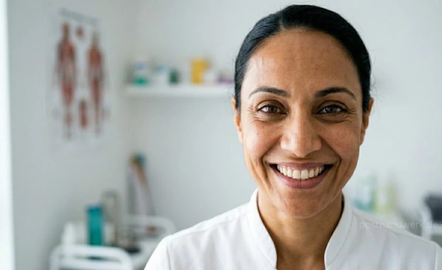 AI-generated portrait of a smiling female professional in a white coat, perfect for healthcare or beauty social media.