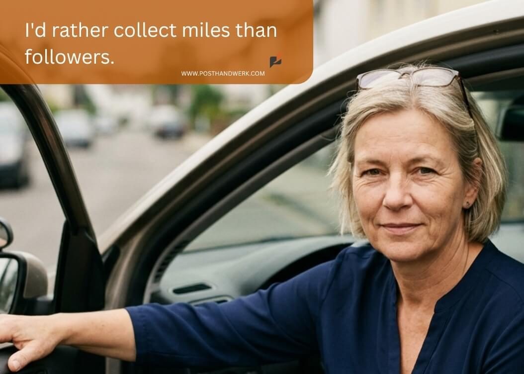 Professional female driving instructor in a car – authentic AI-generated social media marketing content for driving schools.