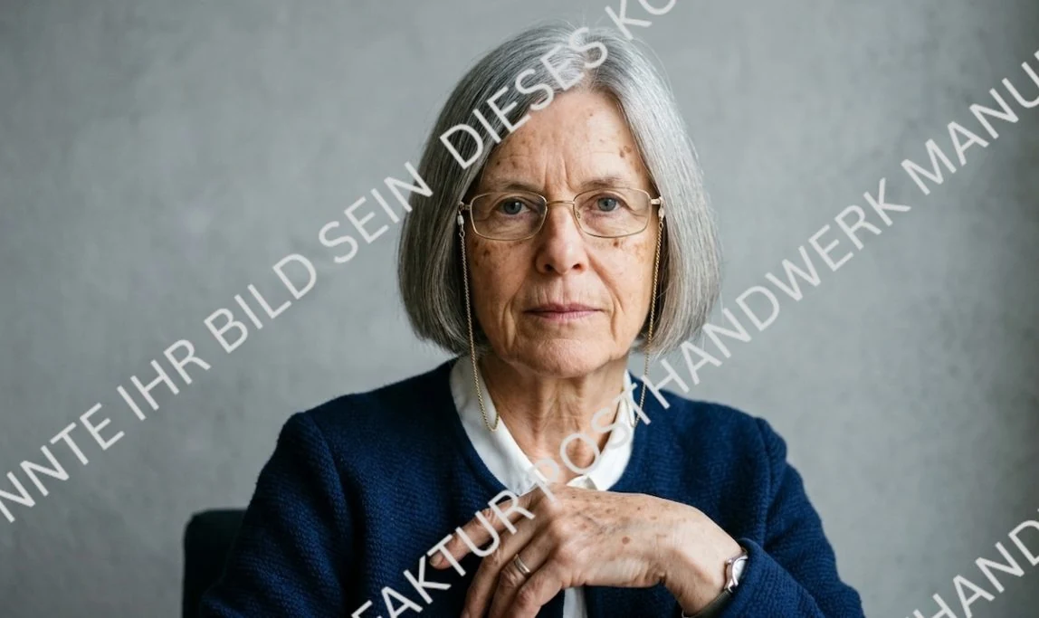 Elegant senior woman with grey bob and glasses, AI portrait for care
services and senior support.