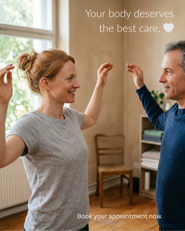 Physiotherapist helping a patient with mobility exercises – professional AI-generated social media image for healthcare, wellness.