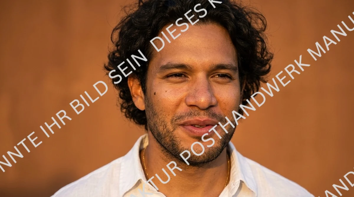 Warm male portrait with Mediterranean character, custom AI character
for social media marketing.
