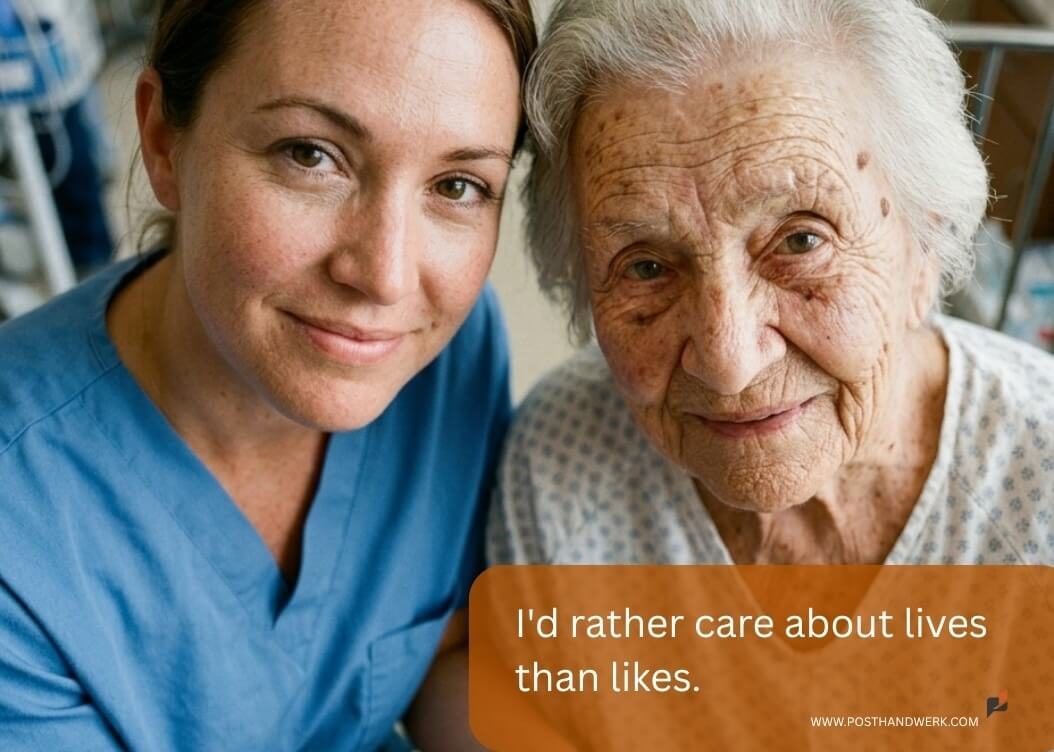 Nurse caring for an elderly patient – professional AI-generated social media content for healthcare and nursing services.