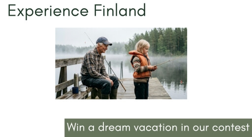AI-generated travel marketing image showing a man and a child fishing on a wooden dock.